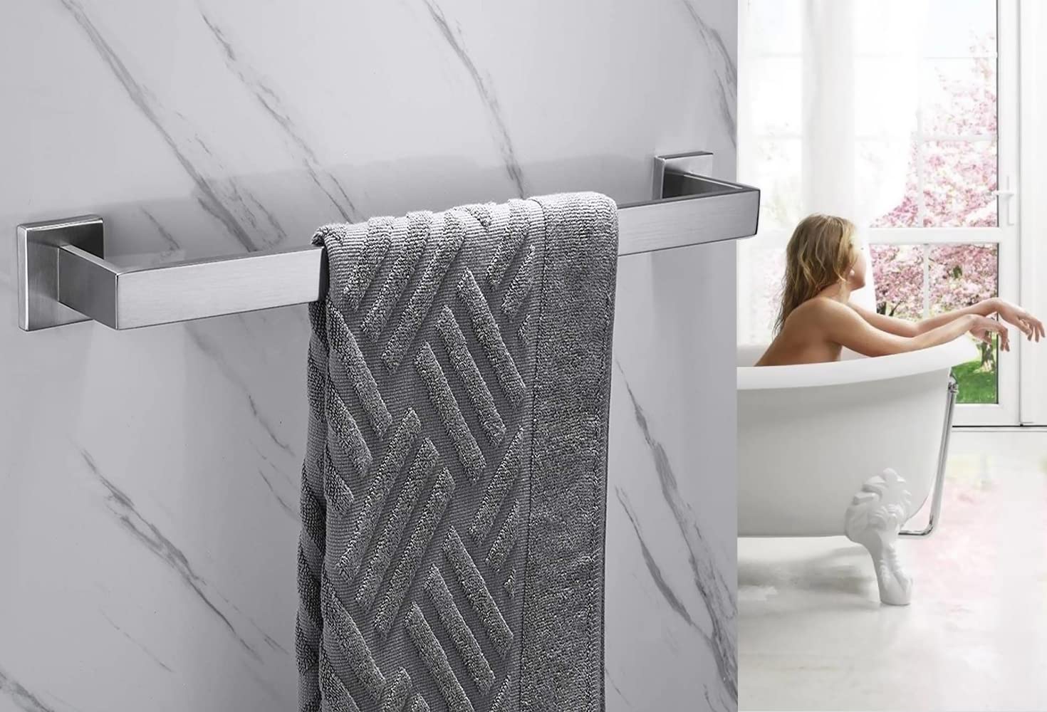 24 Inch Towel Bar For Bathrooms 12/16/24/28/32/36 Inch Stainless Steel 304 Brushed Nickel Towel Holder Modern Square Towel Rod R